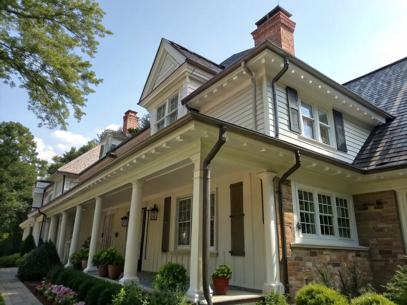 A residential home with clean, well-maintained gutters, showcasing the effectiveness of Gutter Cleaning Granite Bay's services.