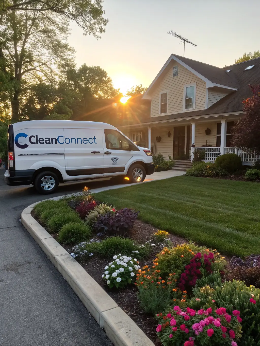 A Gutter Cleaning Granite Bay van parked in front of a well-maintained home, symbolizing reliability and prompt service.