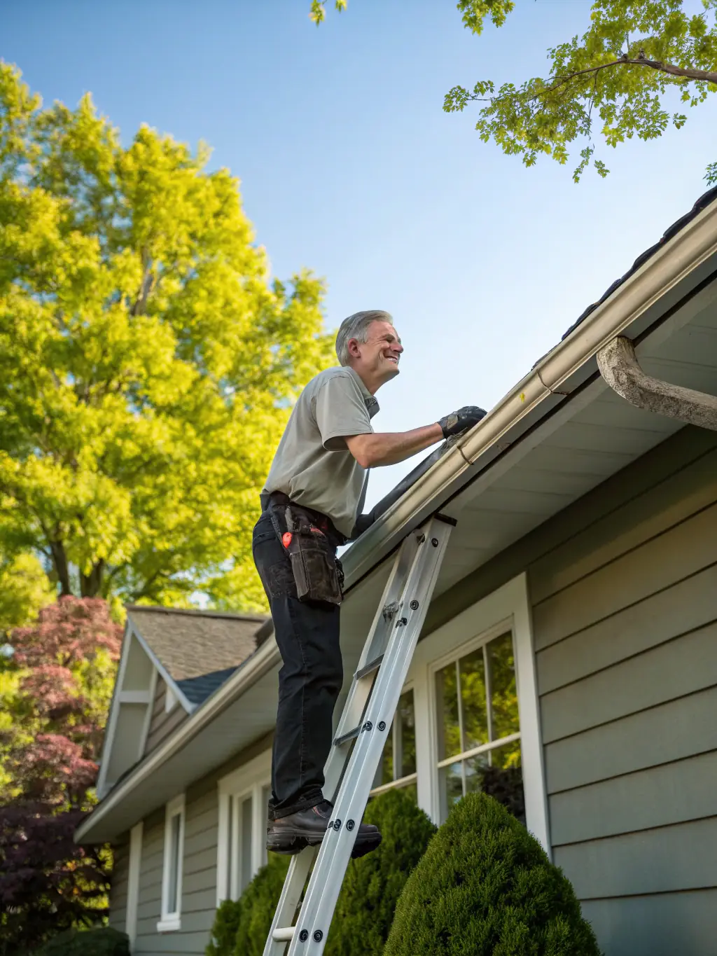 A homeowner shaking hands with a Gutter Cleaning Granite Bay technician, representing customer satisfaction and trust.